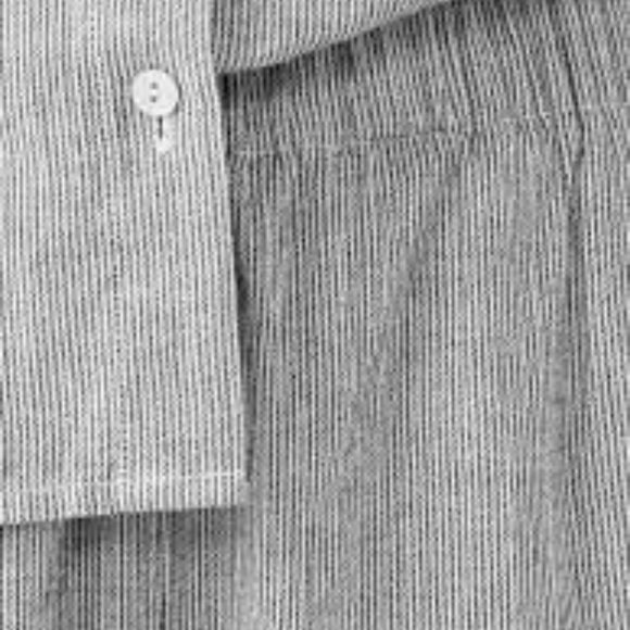 Eillen Fisher Black/Soft White Organic Cotton Linen Ticking Stripe Tapered Pant - Picture 4 of 6